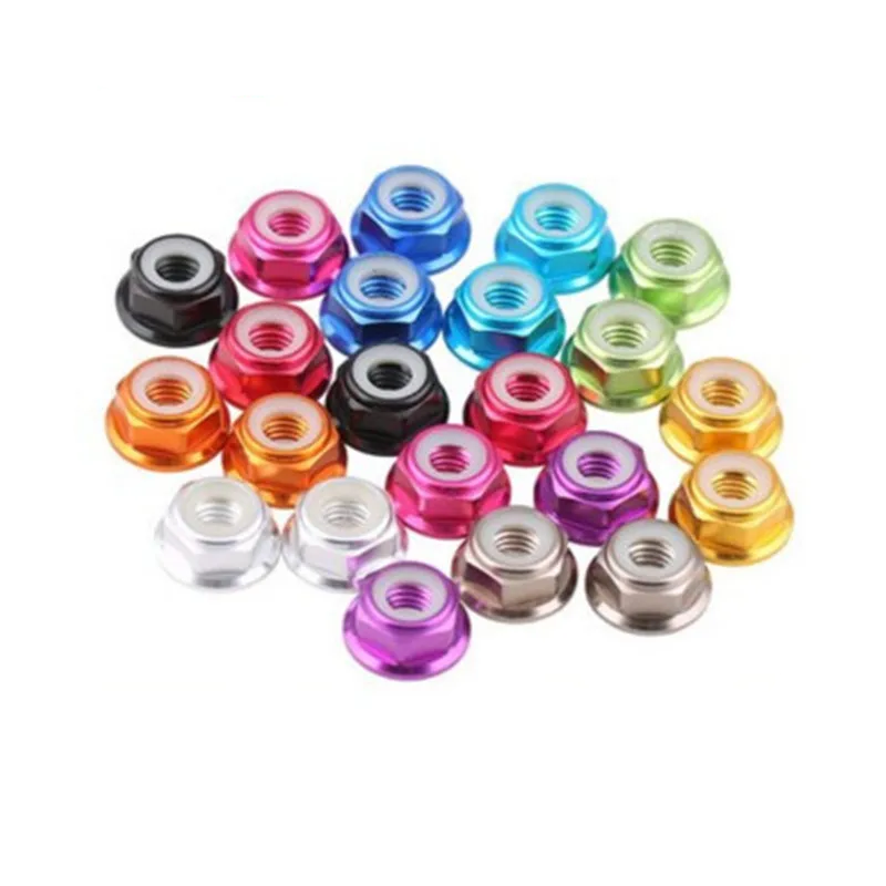 Anodized Aluminum Flange Nylon Lock Nut Kit (M2–M8) – 2, 5, or 10‑Pack, Multi‑Color