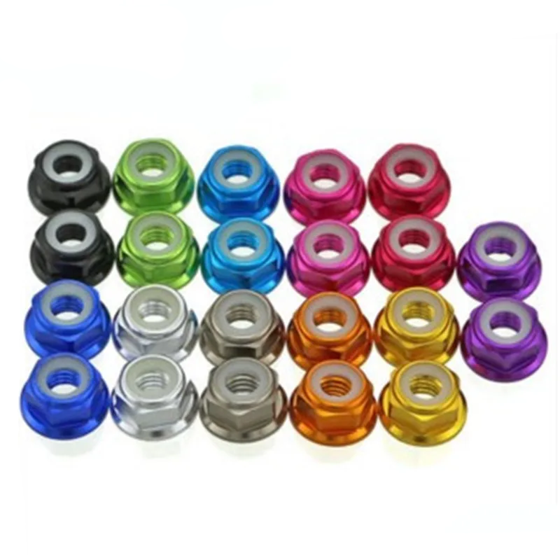 Anodized Aluminum Flange Nylon Lock Nut Kit (M2–M8) – 2, 5, or 10‑Pack, Multi‑Color