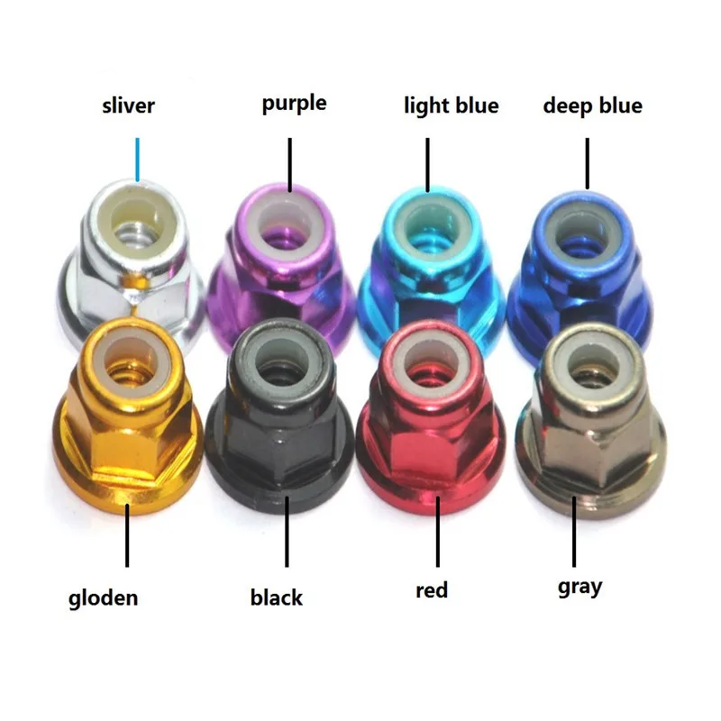 Anodized Aluminum Flange Nylon Lock Nut Kit (M2–M8) – 2, 5, or 10‑Pack, Multi‑Color