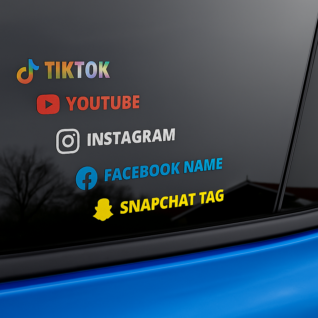 Custom Social Media Vinyl Sticker – Personalized Username & Logo Decal