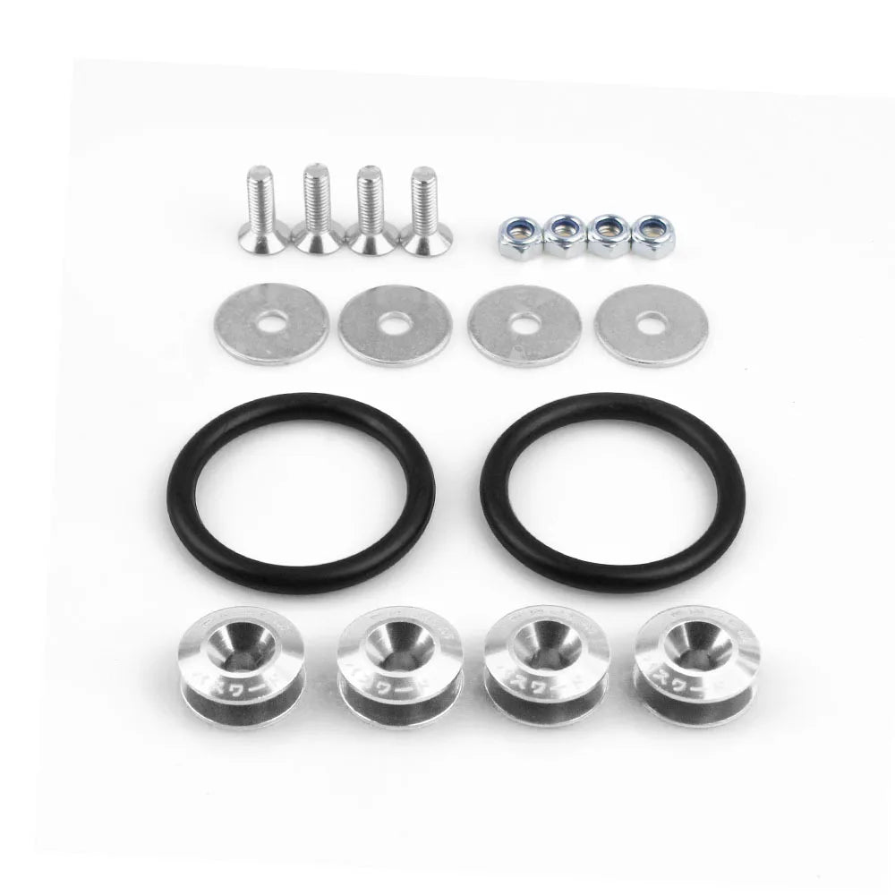 JDM Quick Release Bumper Fasteners Kit – Universal 12PC Aluminum Car Clips for Trunk, Fender, Hatch, Hood (Multiple Colors)