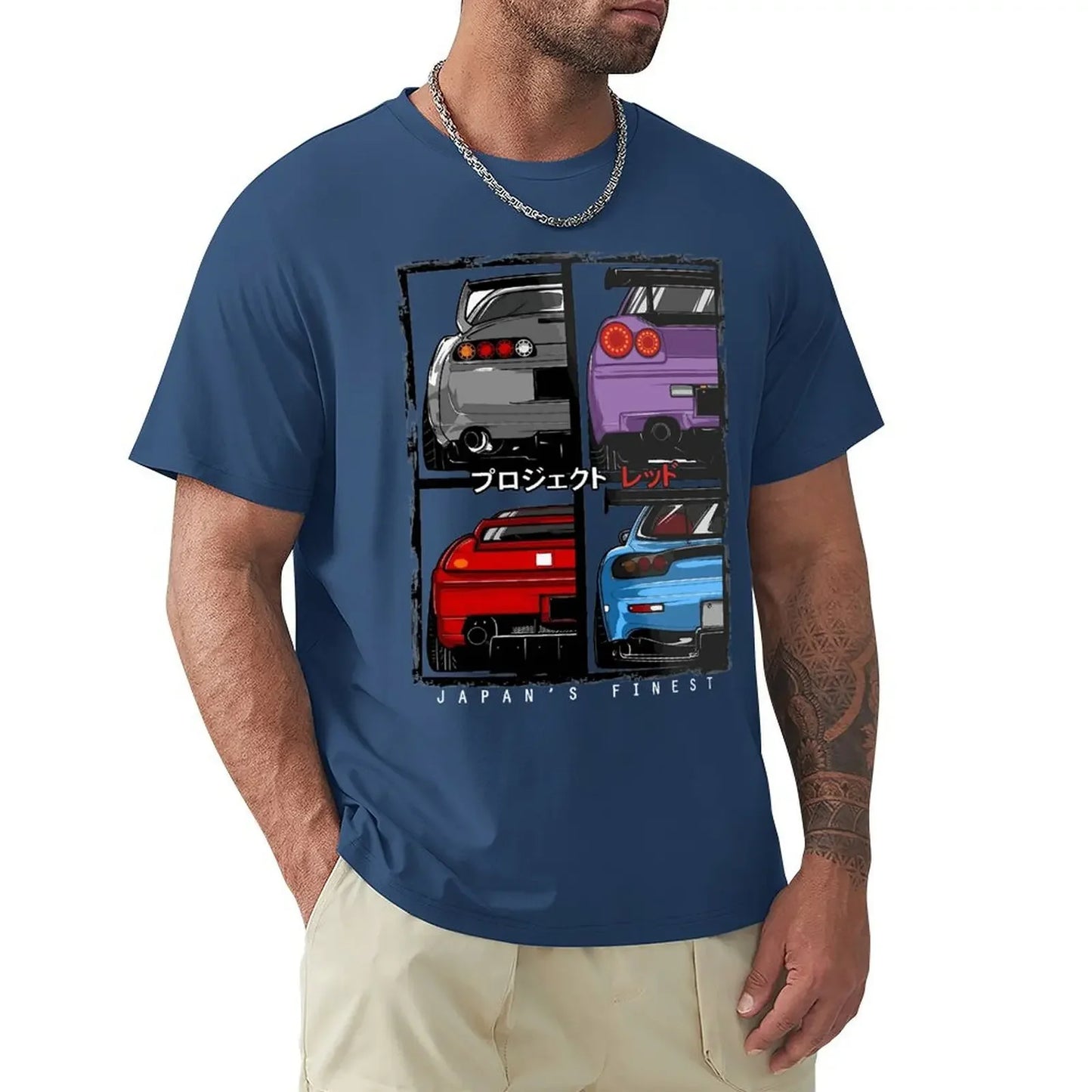 Japan’s Finest JDM Car Tee – R34, NSX, FD3S, RX7 Graphic – 100% Cotton