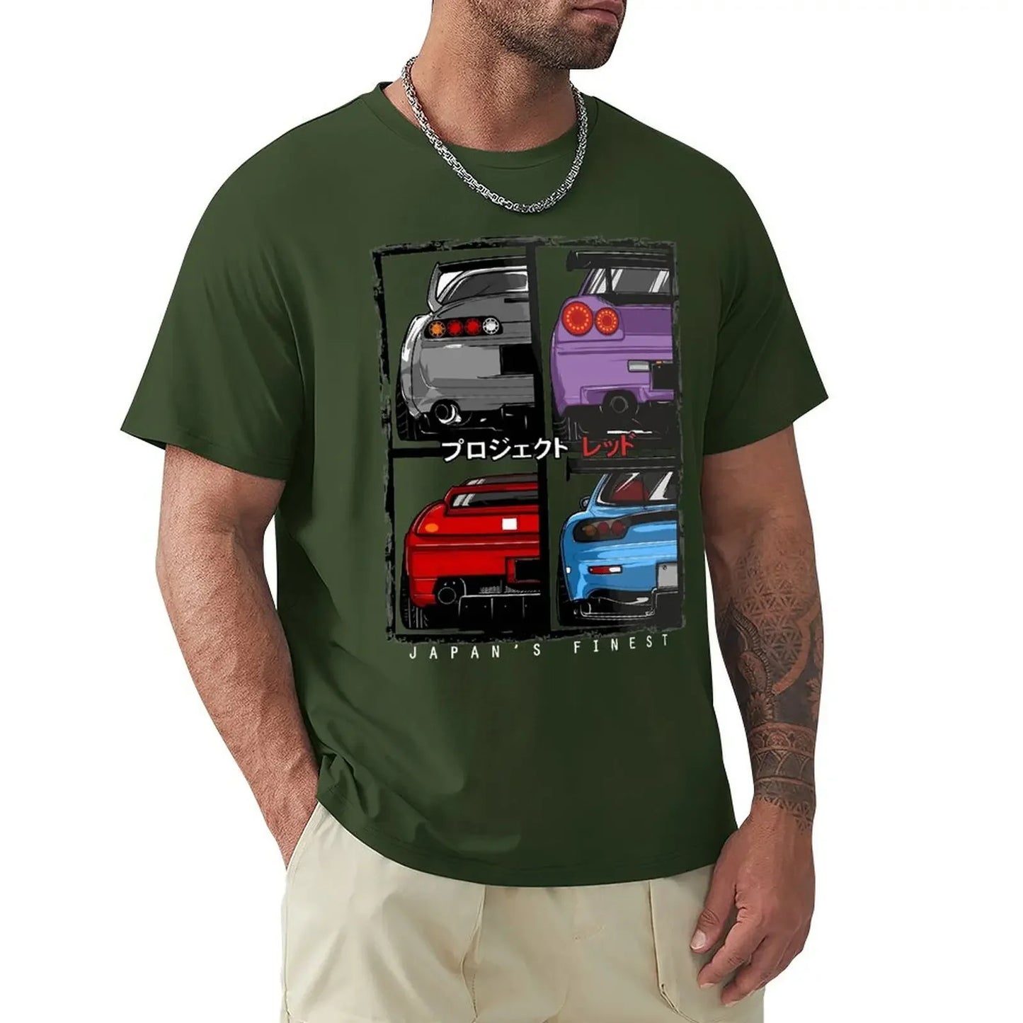 Japan’s Finest JDM Car Tee – R34, NSX, FD3S, RX7 Graphic – 100% Cotton