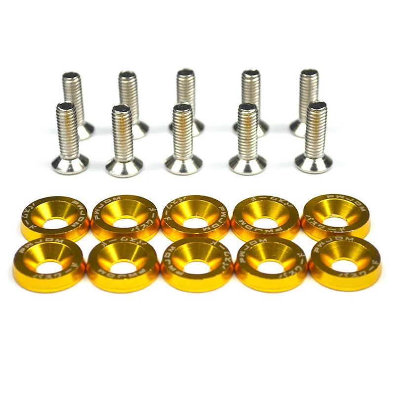 JDM Universal Fender Washers + M6 Bolts – 10‑Pack Anodized Aluminum