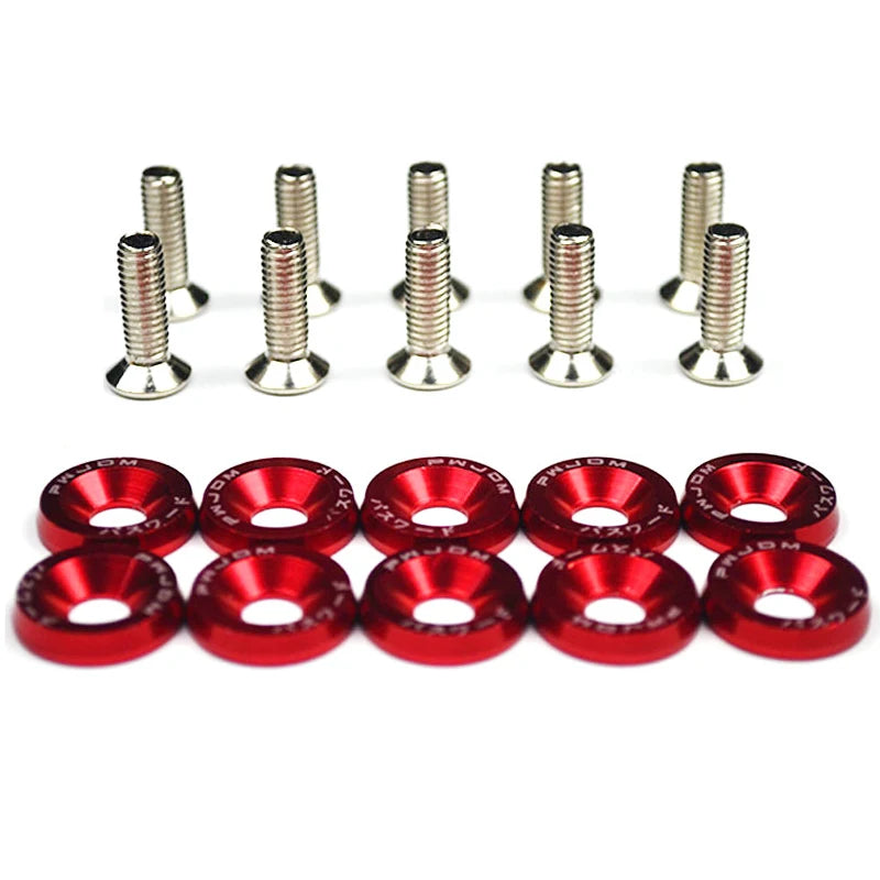 JDM Universal Fender Washers + M6 Bolts – 10‑Pack Anodized Aluminum