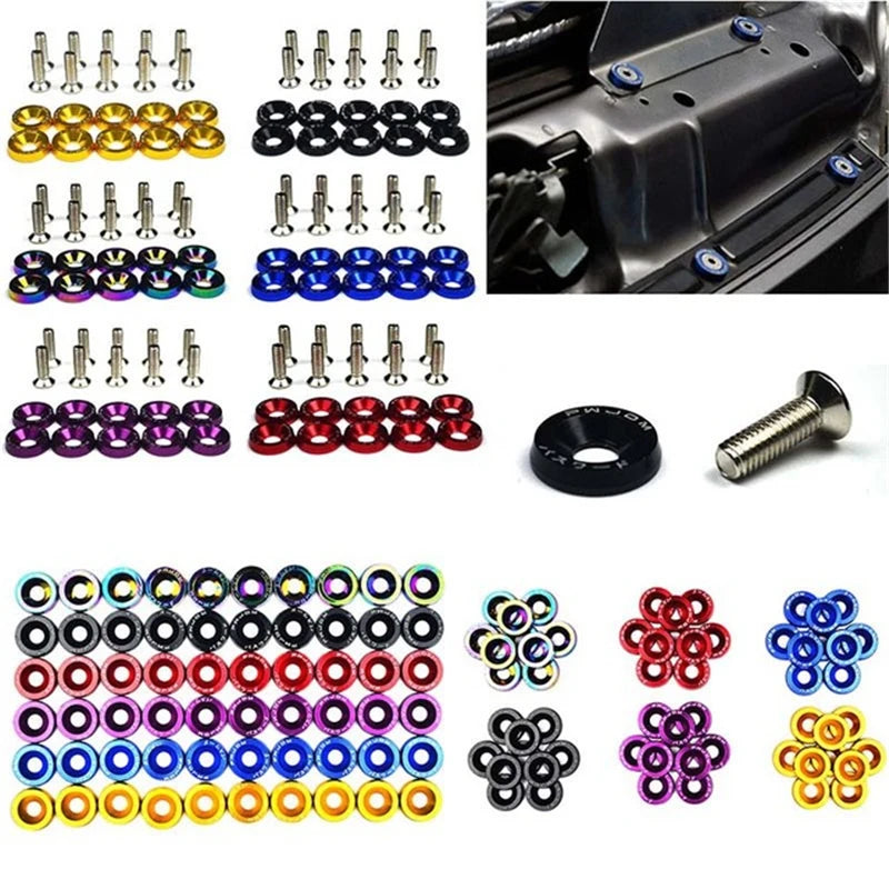JDM Universal Fender Washers + M6 Bolts – 10‑Pack Anodized Aluminum