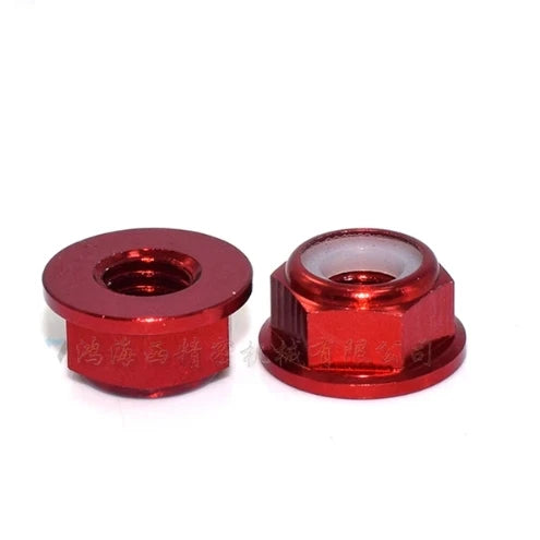 Anodized Aluminum Flange Nylon Lock Nut Kit (M2–M8) – 2, 5, or 10‑Pack, Multi‑Color