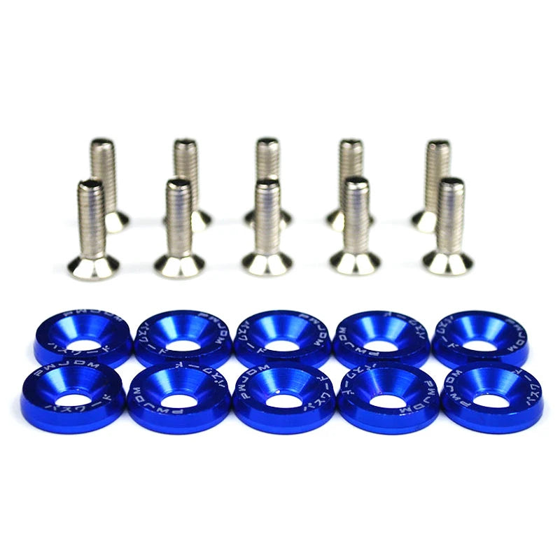 JDM Universal Fender Washers + M6 Bolts – 10‑Pack Anodized Aluminum
