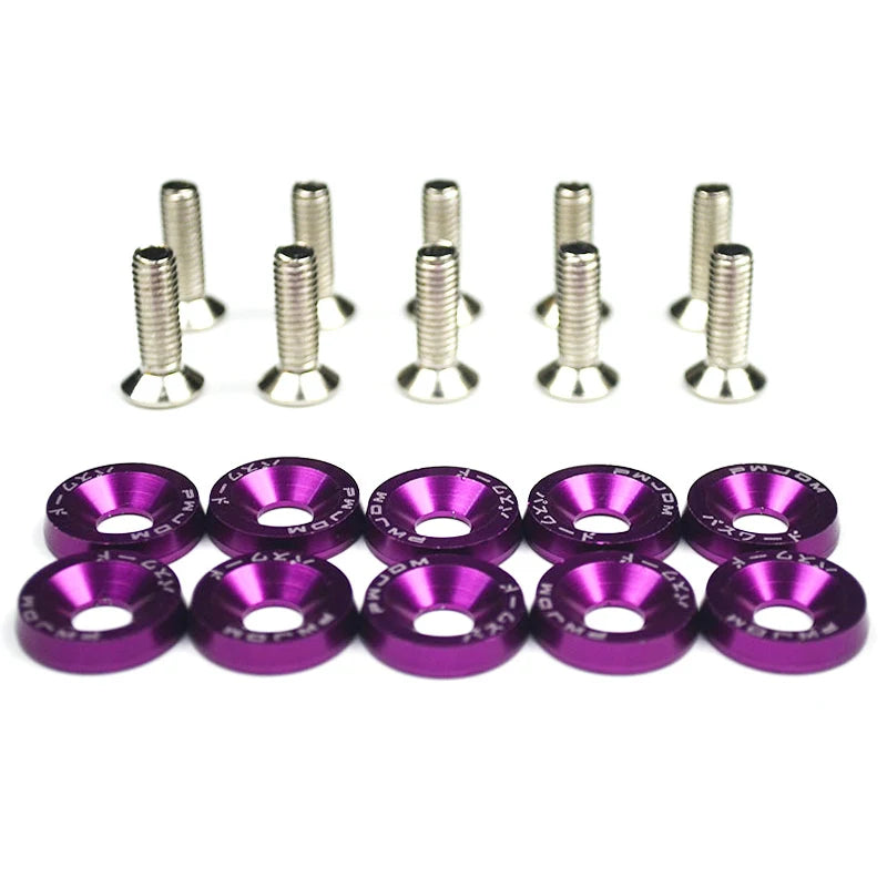 JDM Universal Fender Washers + M6 Bolts – 10‑Pack Anodized Aluminum