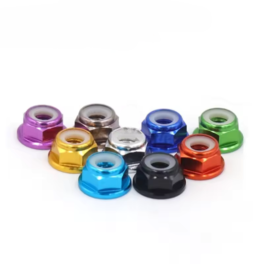 Anodized Aluminum Flange Nylon Lock Nut Kit (M2–M8) – 2, 5, or 10‑Pack, Multi‑Color
