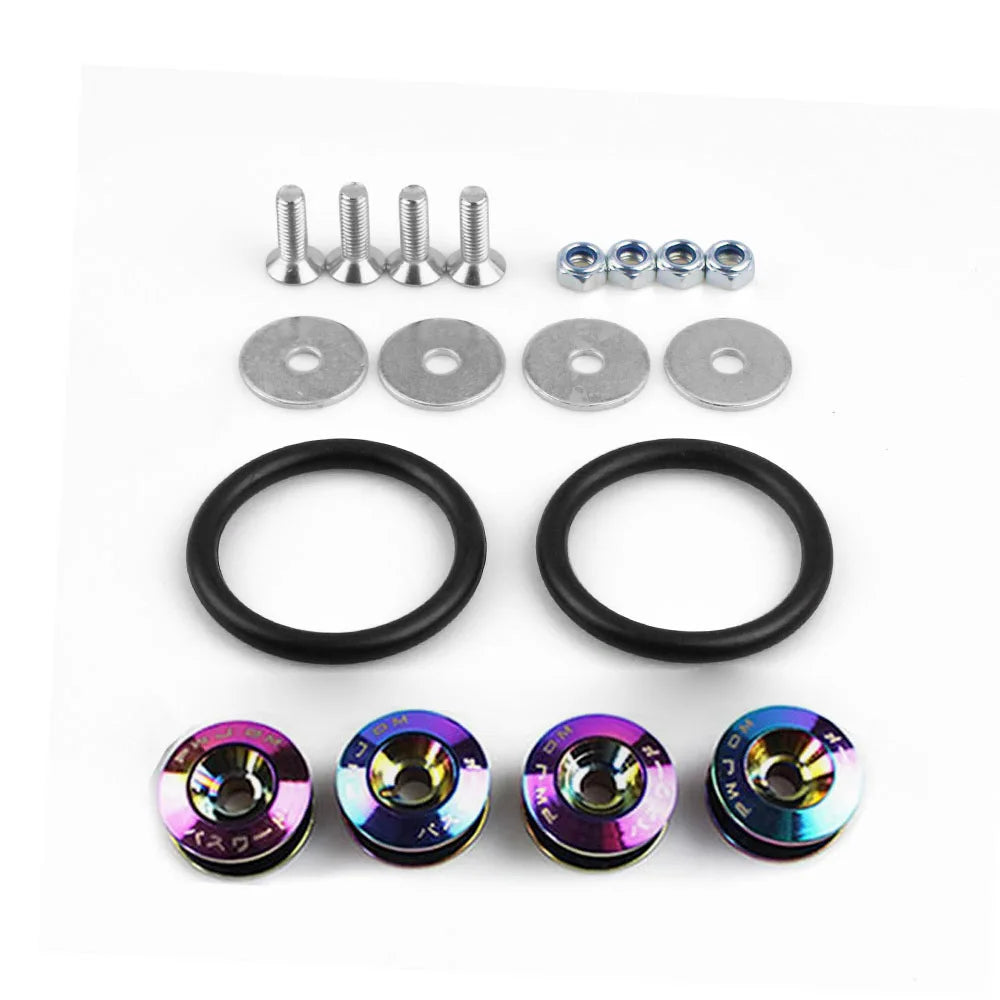 JDM Quick Release Bumper Fasteners Kit – Universal 12PC Aluminum Car Clips for Trunk, Fender, Hatch, Hood (Multiple Colors)