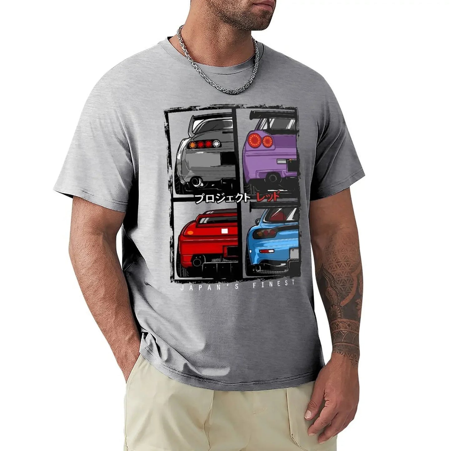 Japan’s Finest JDM Car Tee – R34, NSX, FD3S, RX7 Graphic – 100% Cotton