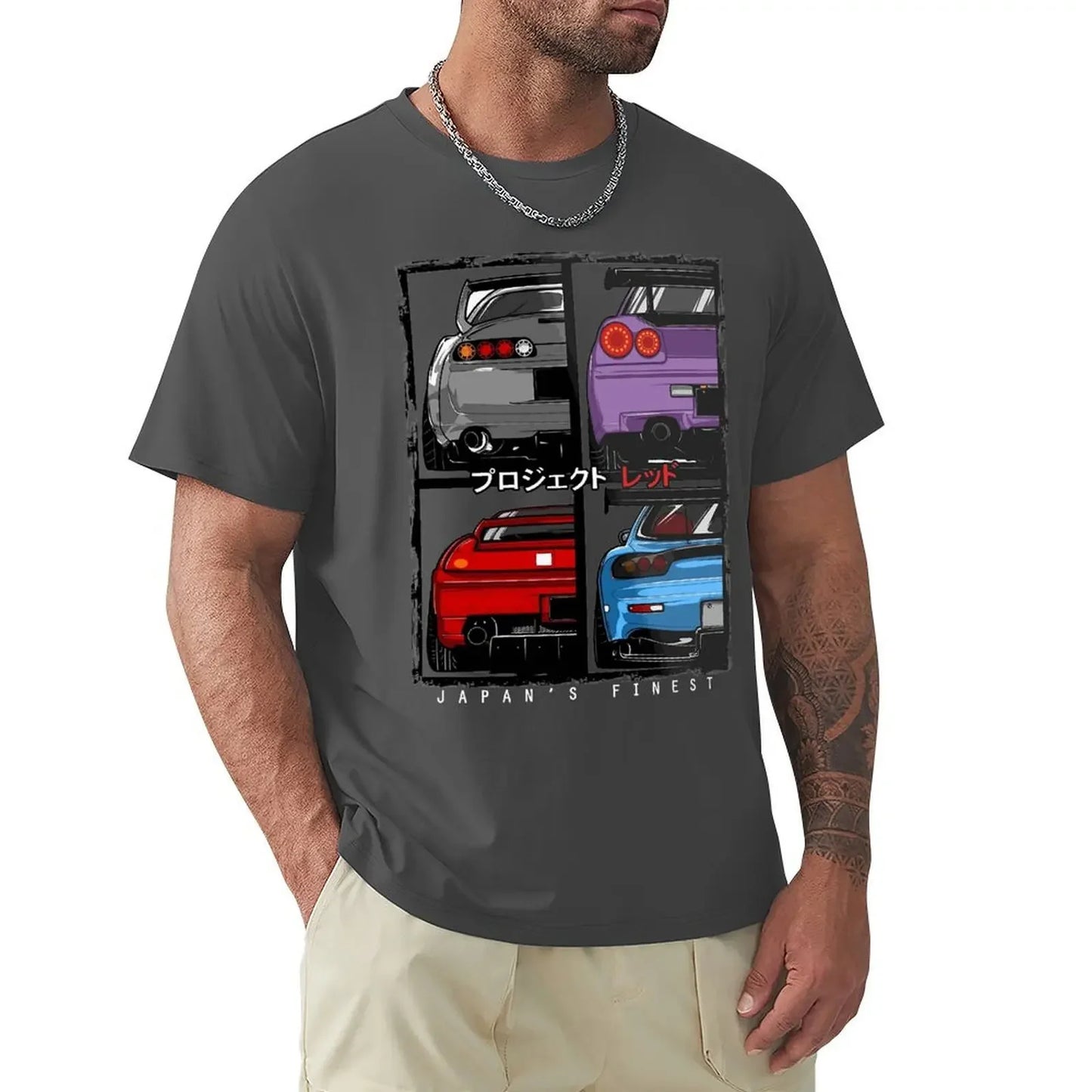 Japan’s Finest JDM Car Tee – R34, NSX, FD3S, RX7 Graphic – 100% Cotton
