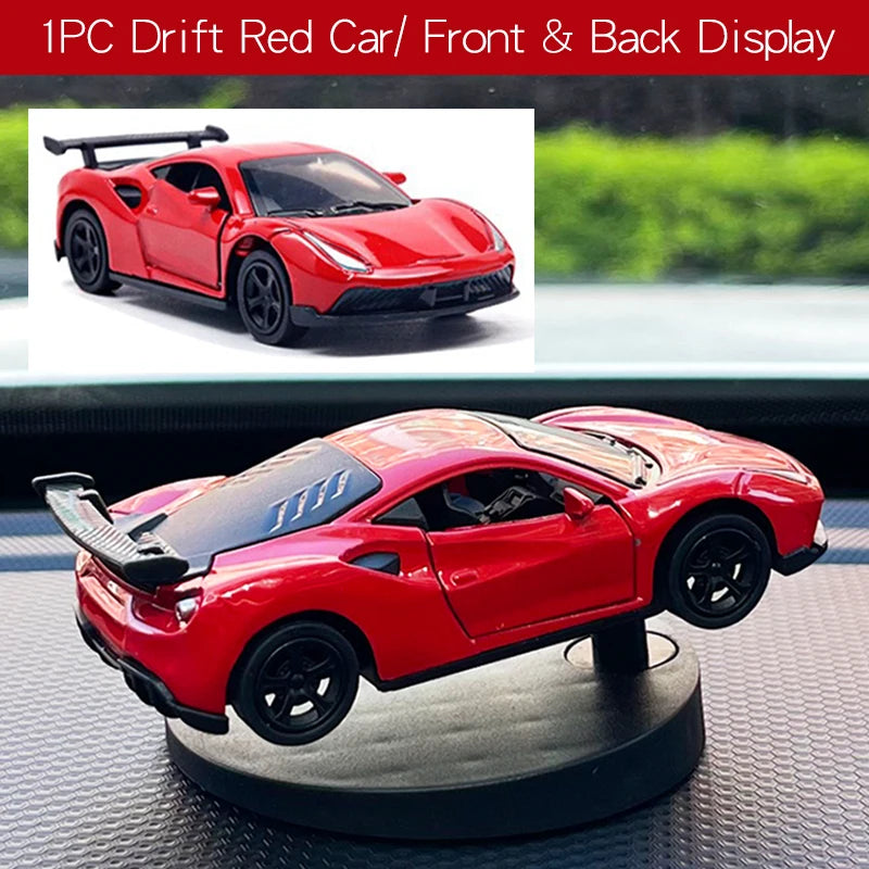Dash Drifters Car Accessory – Dynamic Swinging Racer Model, Rotating Sport Car Ornament for Car Interior Gift
