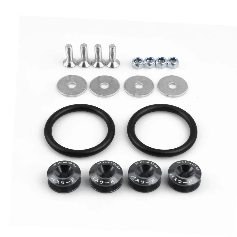 JDM Quick Release Bumper Fasteners Kit – Universal 12PC Aluminum Car Clips for Trunk, Fender, Hatch, Hood (Multiple Colors)