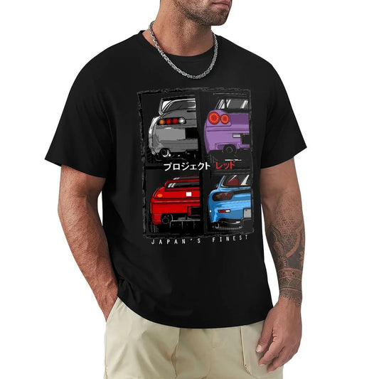 Japan’s Finest JDM Car Tee – R34, NSX, FD3S, RX7 Graphic – 100% Cotton