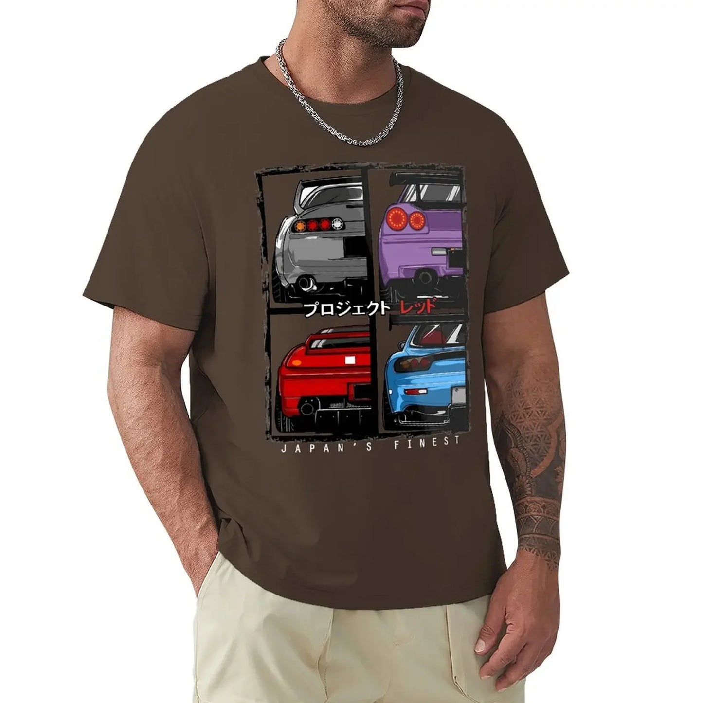 Japan’s Finest JDM Car Tee – R34, NSX, FD3S, RX7 Graphic – 100% Cotton