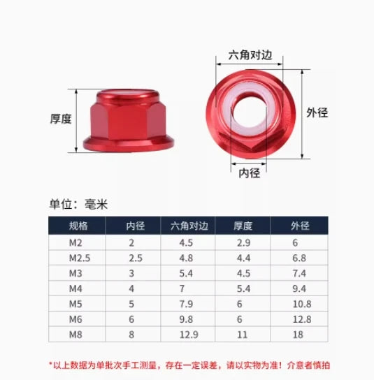 Anodized Aluminum Flange Nylon Lock Nut Kit (M2–M8) – 2, 5, or 10‑Pack, Multi‑Color