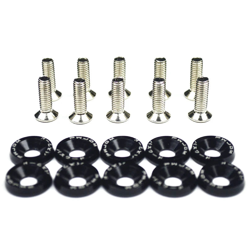 JDM Universal Fender Washers + M6 Bolts – 10‑Pack Anodized Aluminum