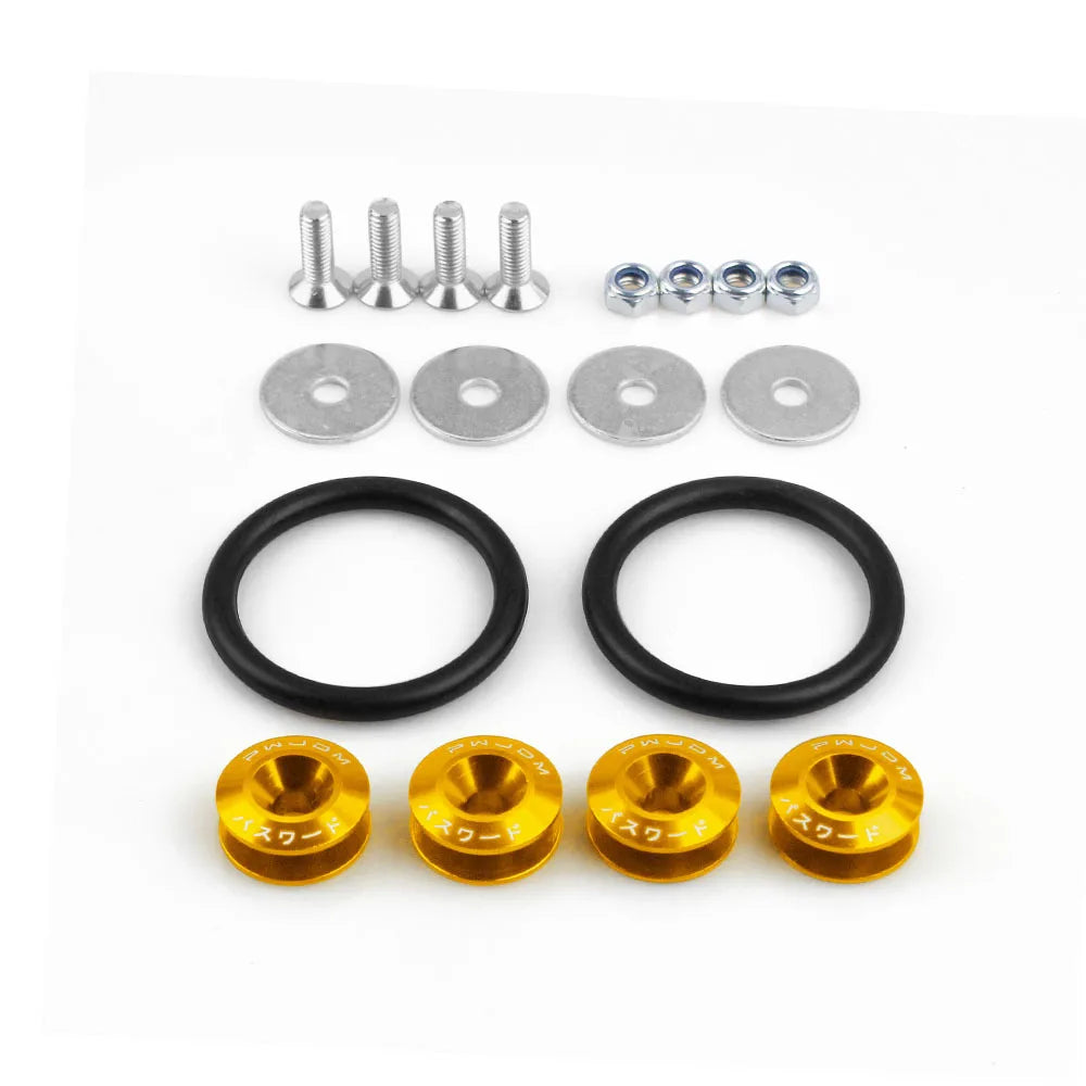 JDM Quick Release Bumper Fasteners Kit – Universal 12PC Aluminum Car Clips for Trunk, Fender, Hatch, Hood (Multiple Colors)