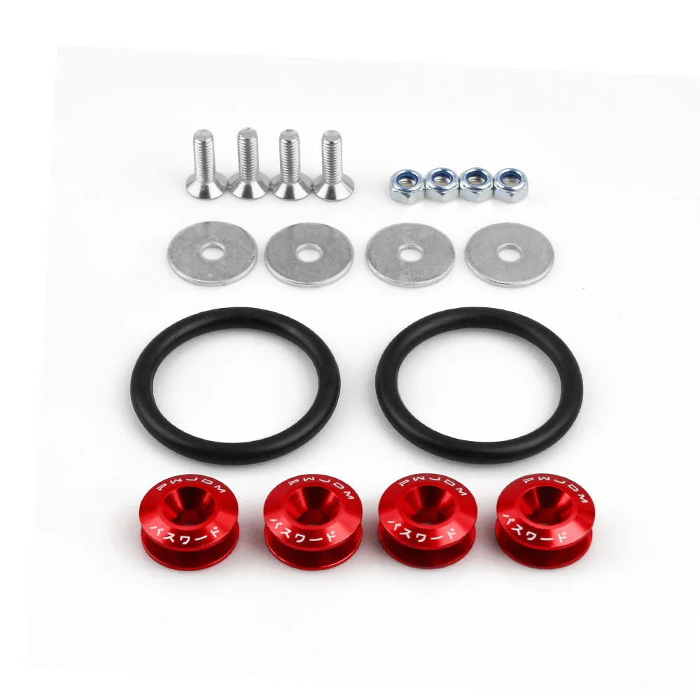 JDM Quick Release Bumper Fasteners Kit – Universal 12PC Aluminum Car Clips for Trunk, Fender, Hatch, Hood (Multiple Colors)