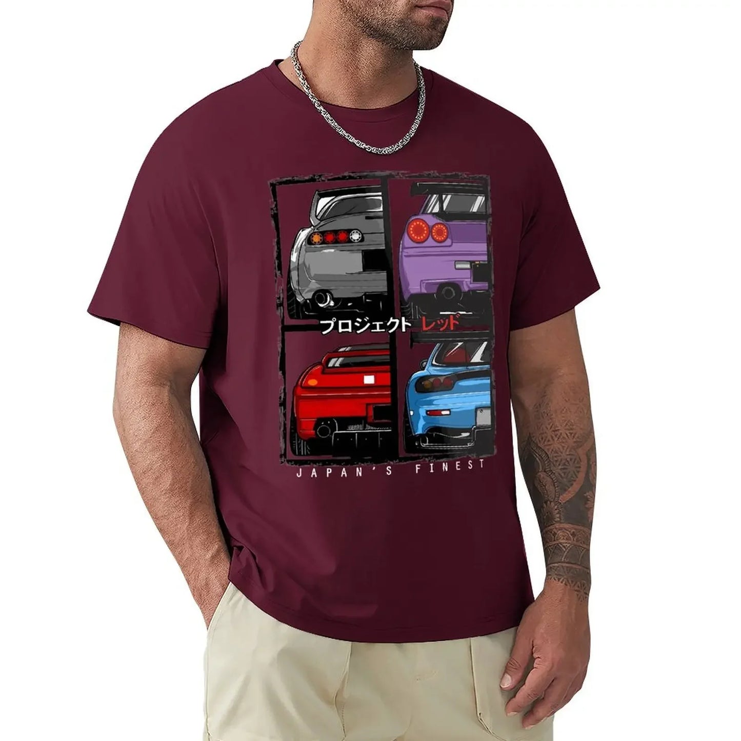 Japan’s Finest JDM Car Tee – R34, NSX, FD3S, RX7 Graphic – 100% Cotton