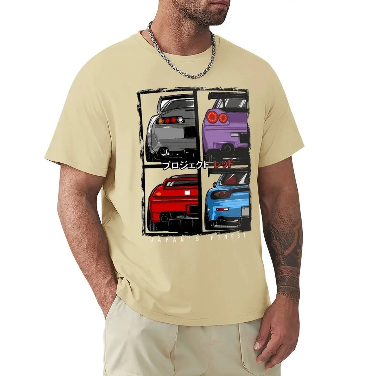 Japan’s Finest JDM Car Tee – R34, NSX, FD3S, RX7 Graphic – 100% Cotton