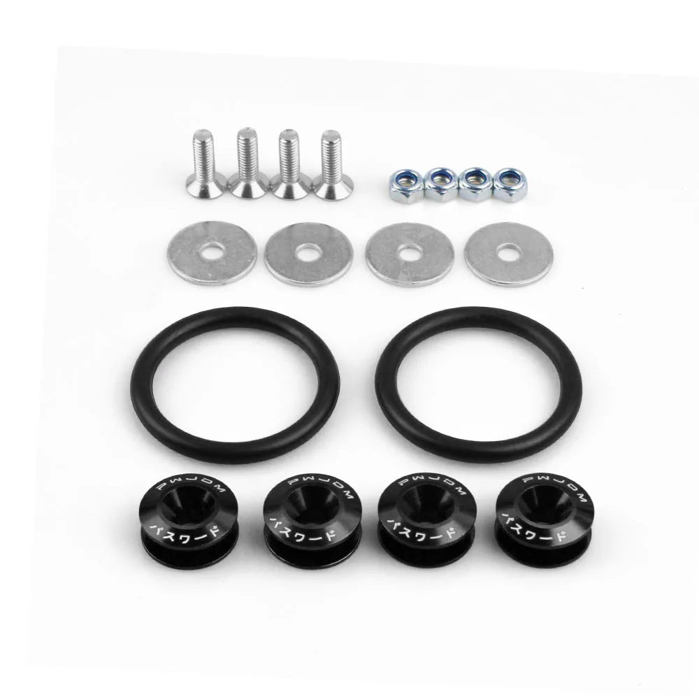 JDM Quick Release Bumper Fasteners Kit – Universal 12PC Aluminum Car Clips for Trunk, Fender, Hatch, Hood (Multiple Colors)