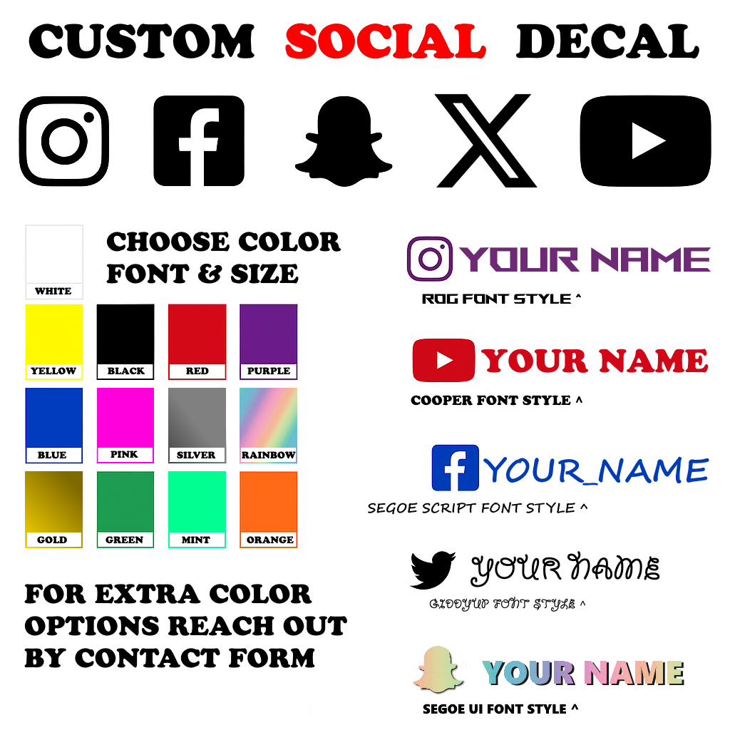 Custom Social Media Vinyl Sticker – Personalized Username & Logo Decal