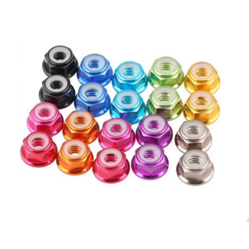 Anodized Aluminum Flange Nylon Lock Nut Kit (M2–M8) – 2, 5, or 10‑Pack, Multi‑Color