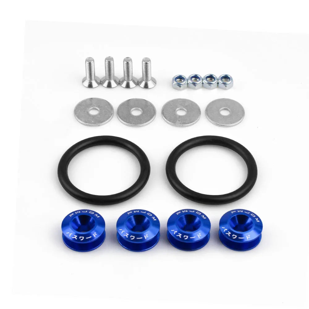 JDM Quick Release Bumper Fasteners Kit – Universal 12PC Aluminum Car Clips for Trunk, Fender, Hatch, Hood (Multiple Colors)